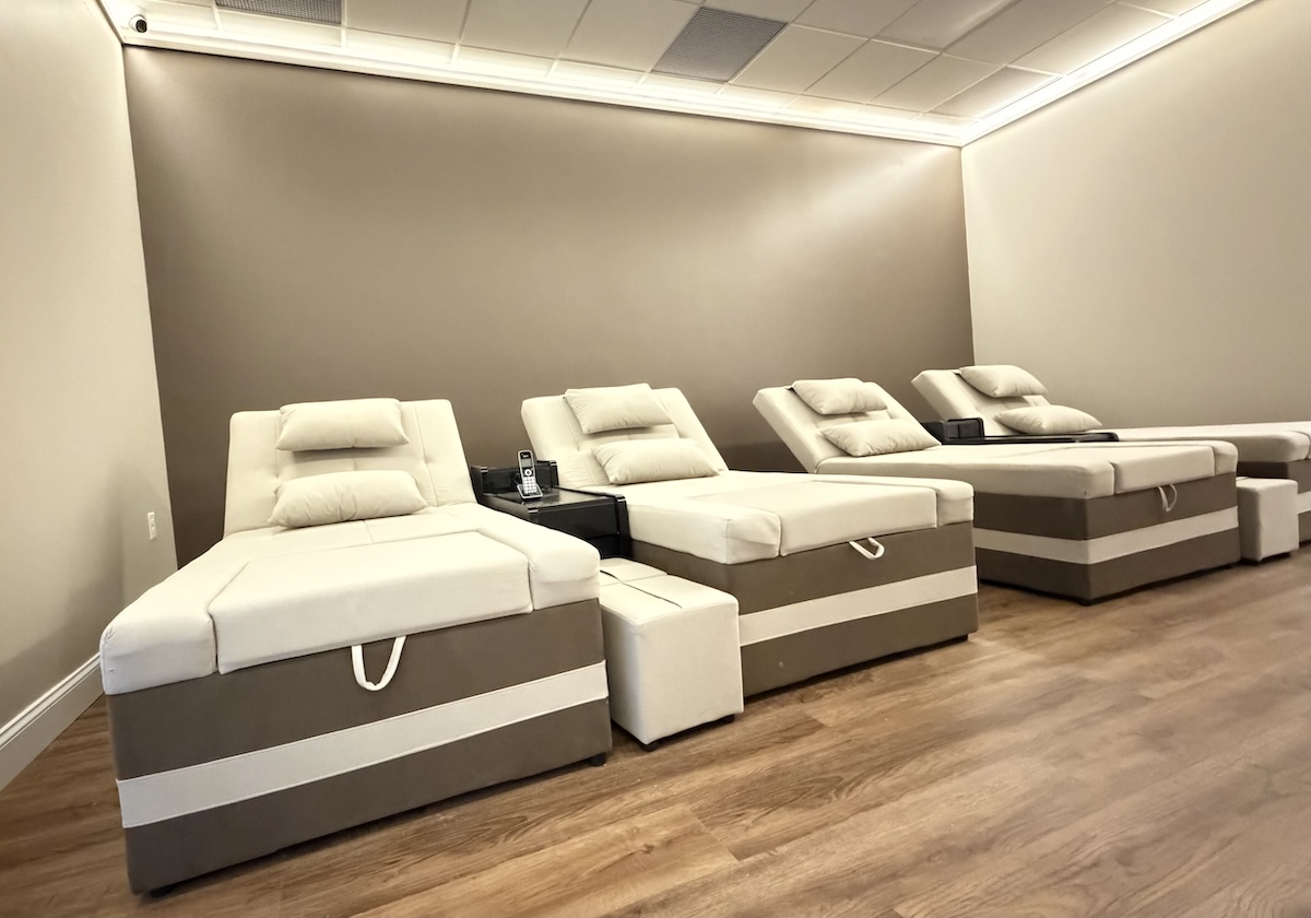 Another view of the reclining chairs in the foot massage room